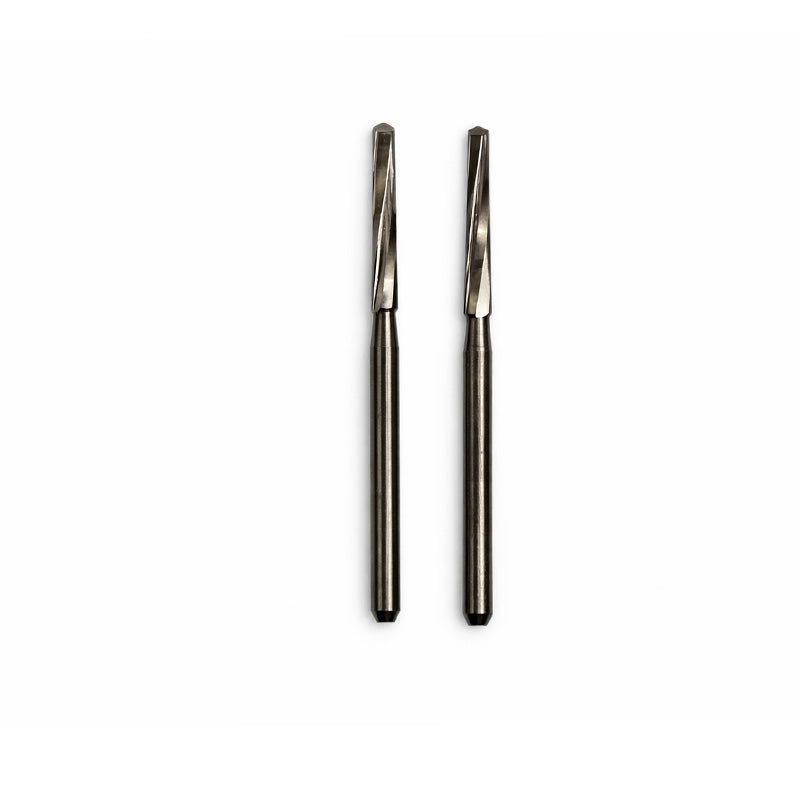 Pair of Strauss Lindemann 161 Tungsten Carbide Surgical Burs in a 2-pack, designed for precision dental or surgical procedures.
