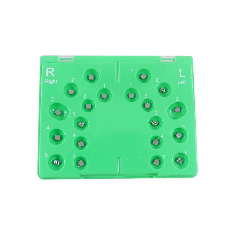 Tehoo Passive Dam Self Ligating Metal Bracket Kit showing metal orthodontic brackets for braces, in a clear display.