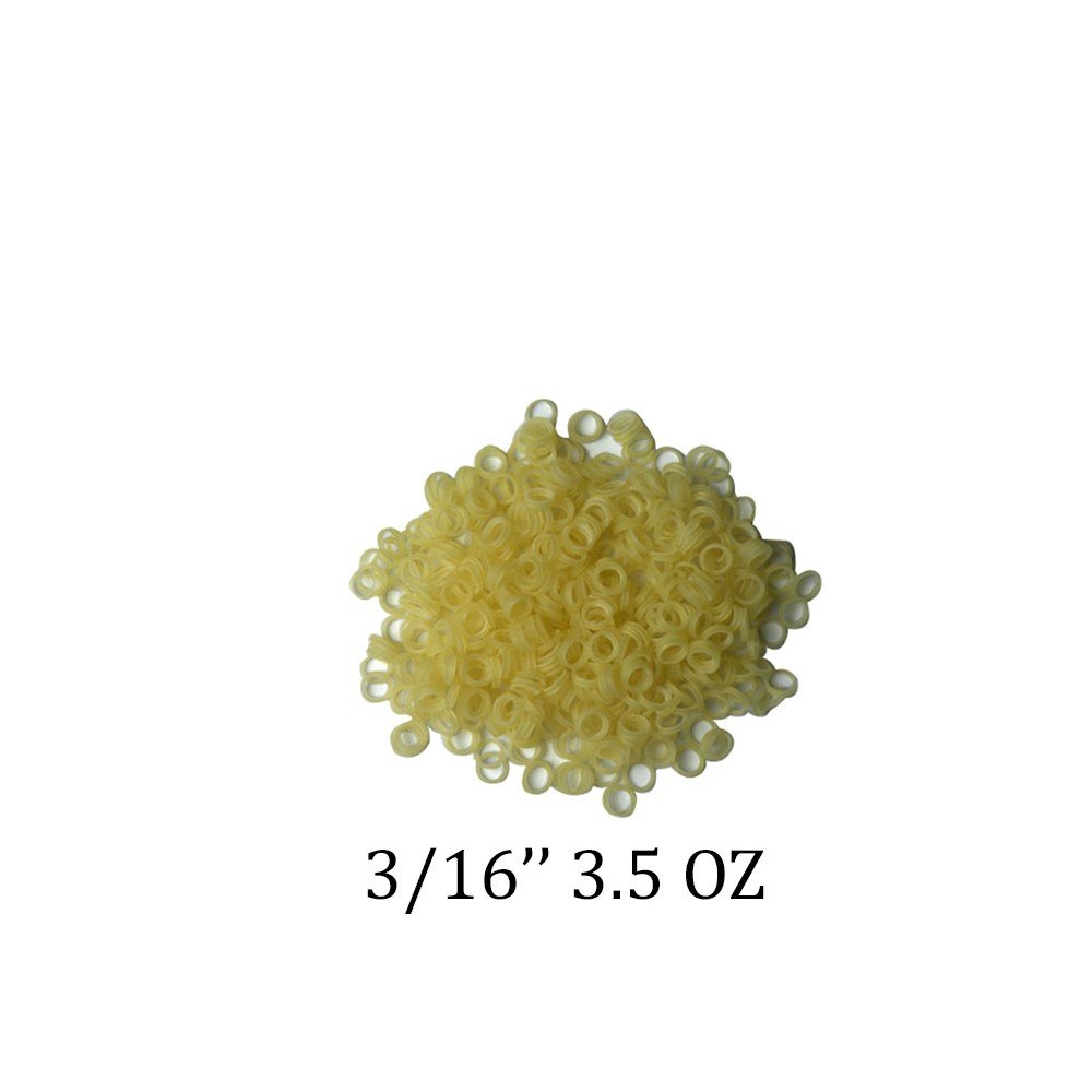 Lavender TP Orthodontics plain latex tooth-colored elastics for orthodontic braces, 3/8 to 4/5 oz, 1000 pack.