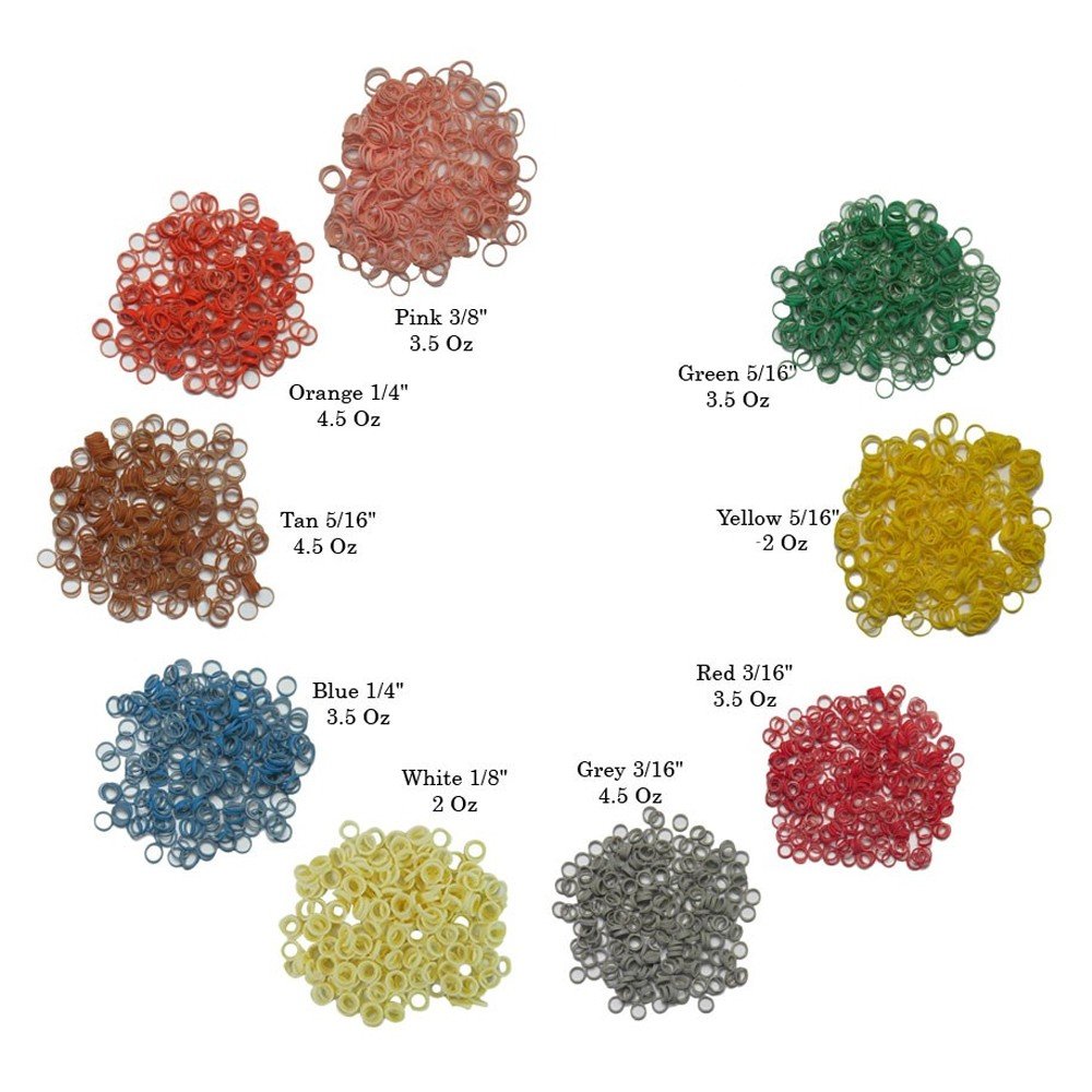 Red TP Orthodontics Col-R-Lastics elastics for orthodontic use, showing a close-up of the colorful dental elastics.