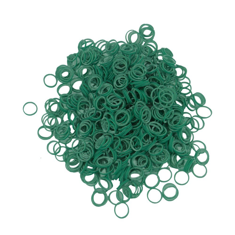 Red TP Orthodontics Col-R-Lastics elastics, orthodontic elastics for braces, shown in a close-up view.