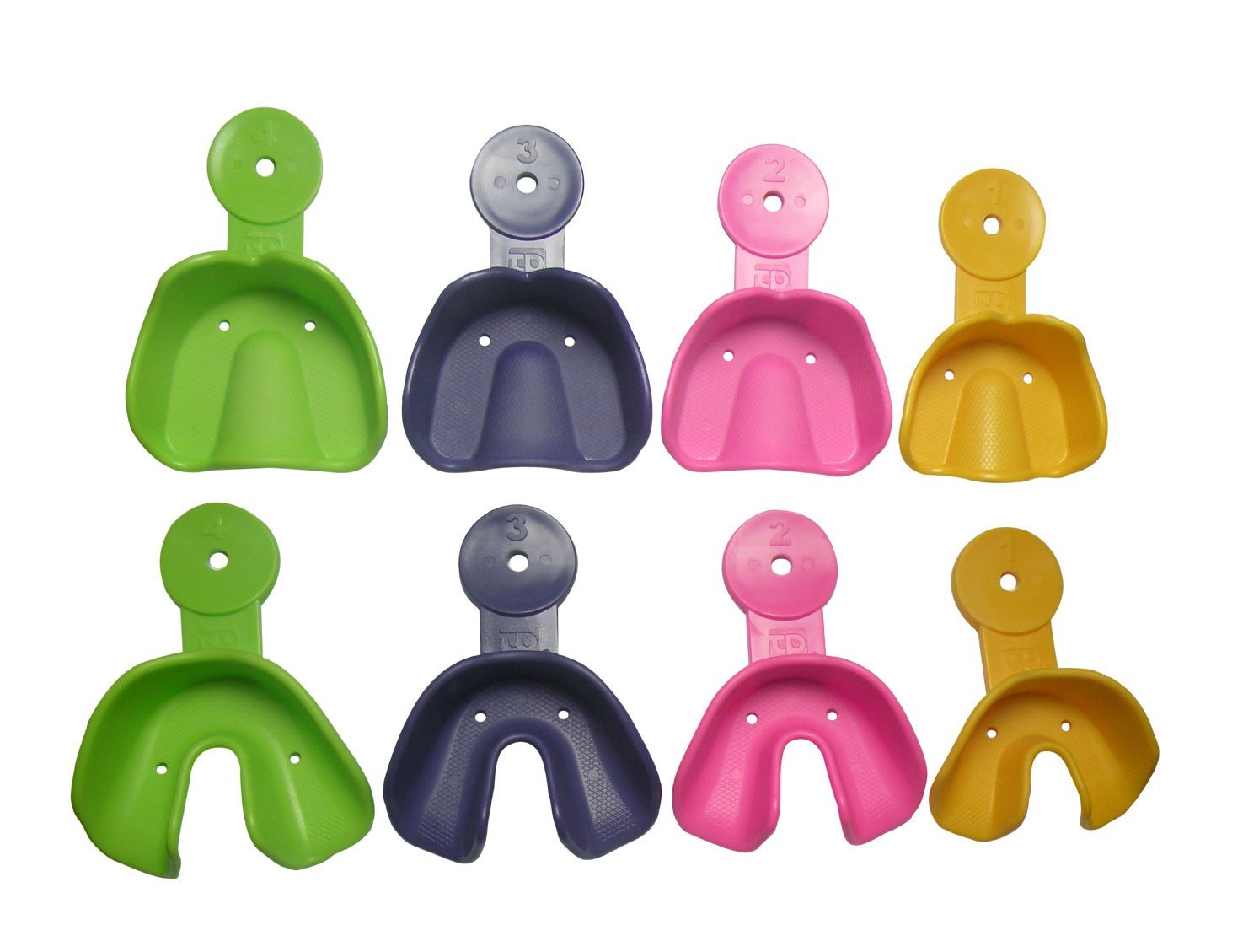 Yellow lower TP Orthodontics Solay disposable impression tray for dental impressions, designed for orthodontic use.