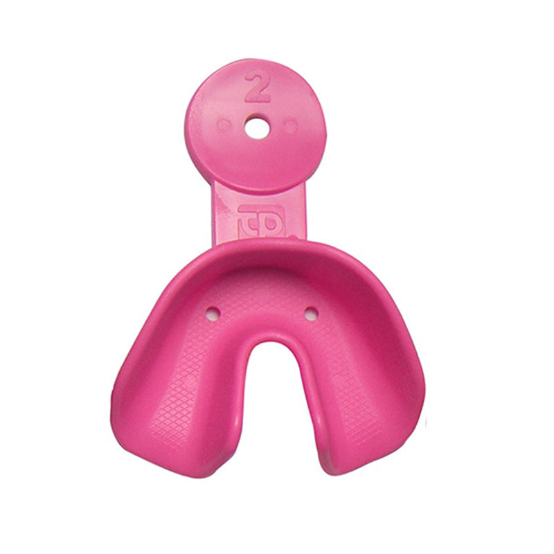 Yellow lower TP Orthodontics disposable impression tray from TP Ortho Solay collection, designed for dental impressions.