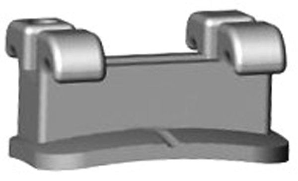 Set of 20 TP Orthodontics Nu-Edge metal brackets for braces, shown in a close-up image highlighting their design.