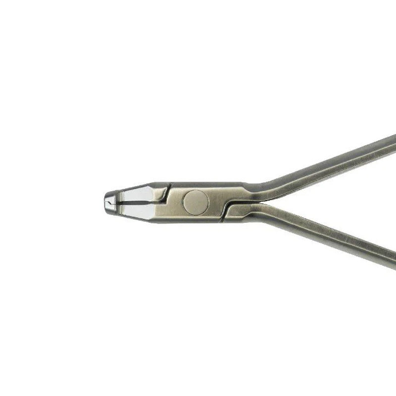 YDM lingual step plier 1/2 mm, orthodontic tool for precise wire bending, shown with textured handles and angled tip.